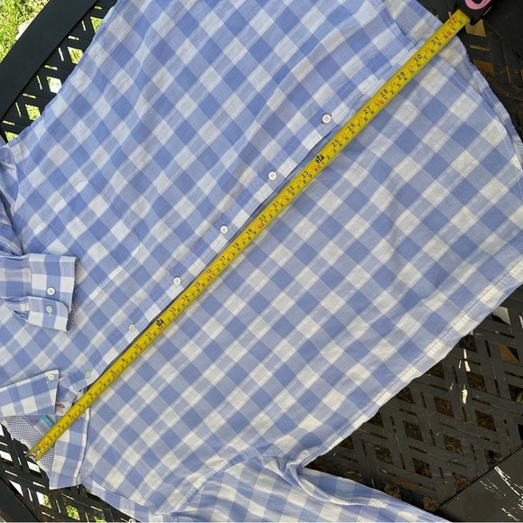 J. McLaughlin Blue And White Plaid Men’s Large Button Down Shirt Long Sleeves - Picture 6 of 8